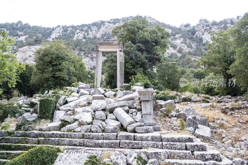 Termessos Ancient Door Drone Shots的4K镜头